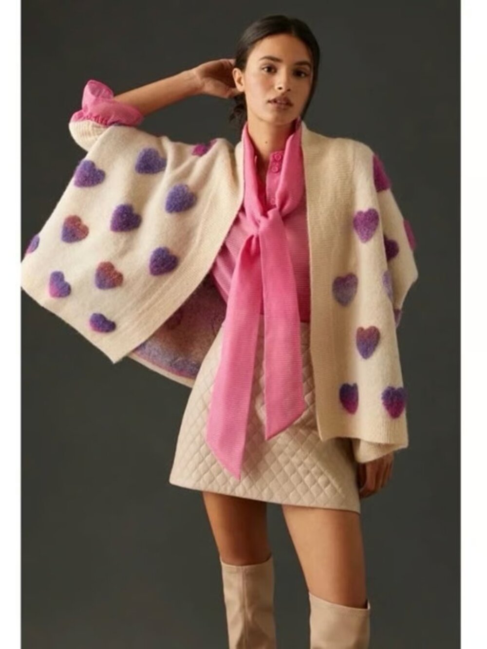 Anthropologie Heart Cardigan Sweater One Size